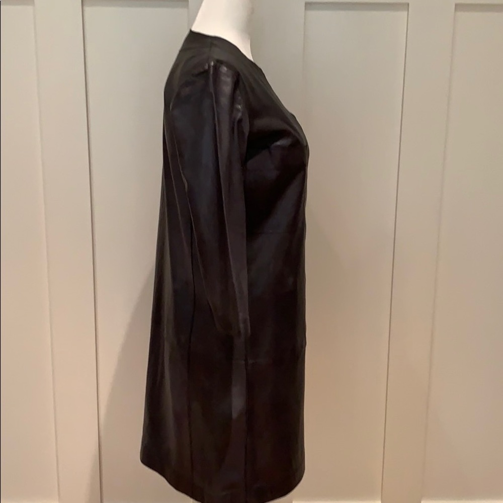 VINCE LEATHER SHIRT DRESS IN COASTAL BLUE SIZE 4 - Picture 3 of 8